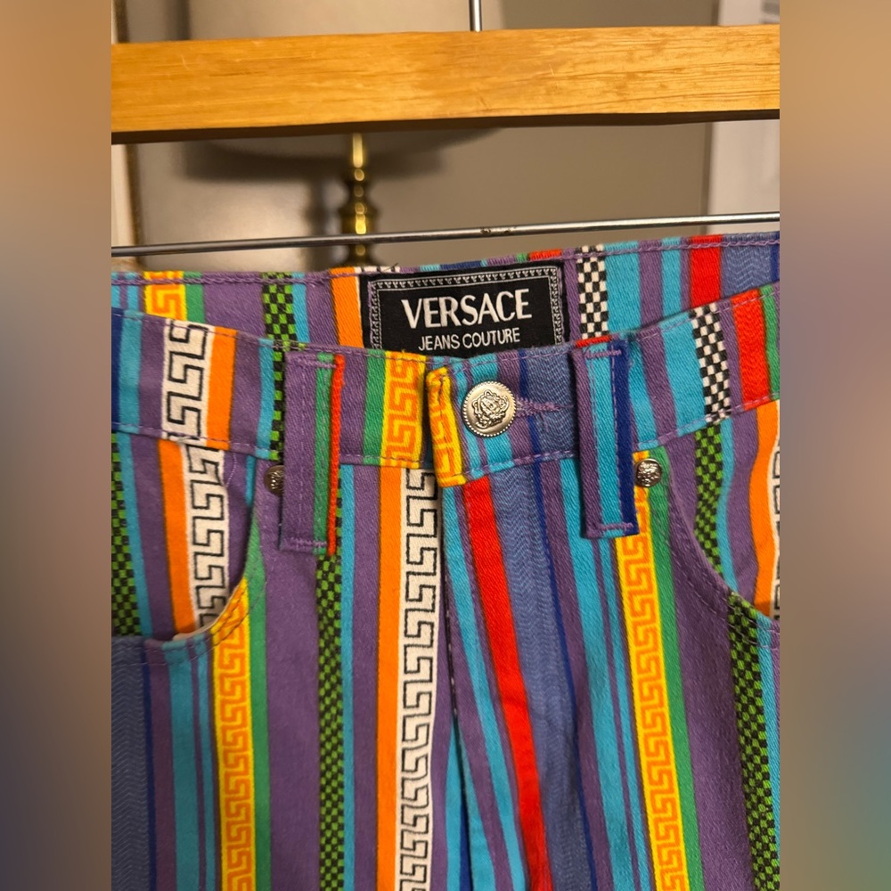 Vintage Versace Jeans Couture Made in Italy Striped Medusa Denim 27
